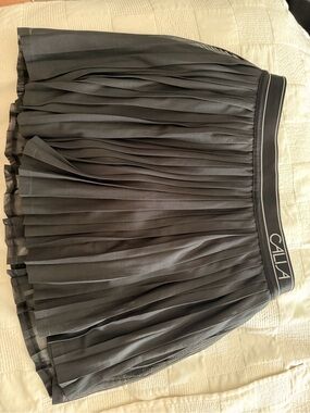 CALLA Black Pleated Mini Skirt with Branded Waistband